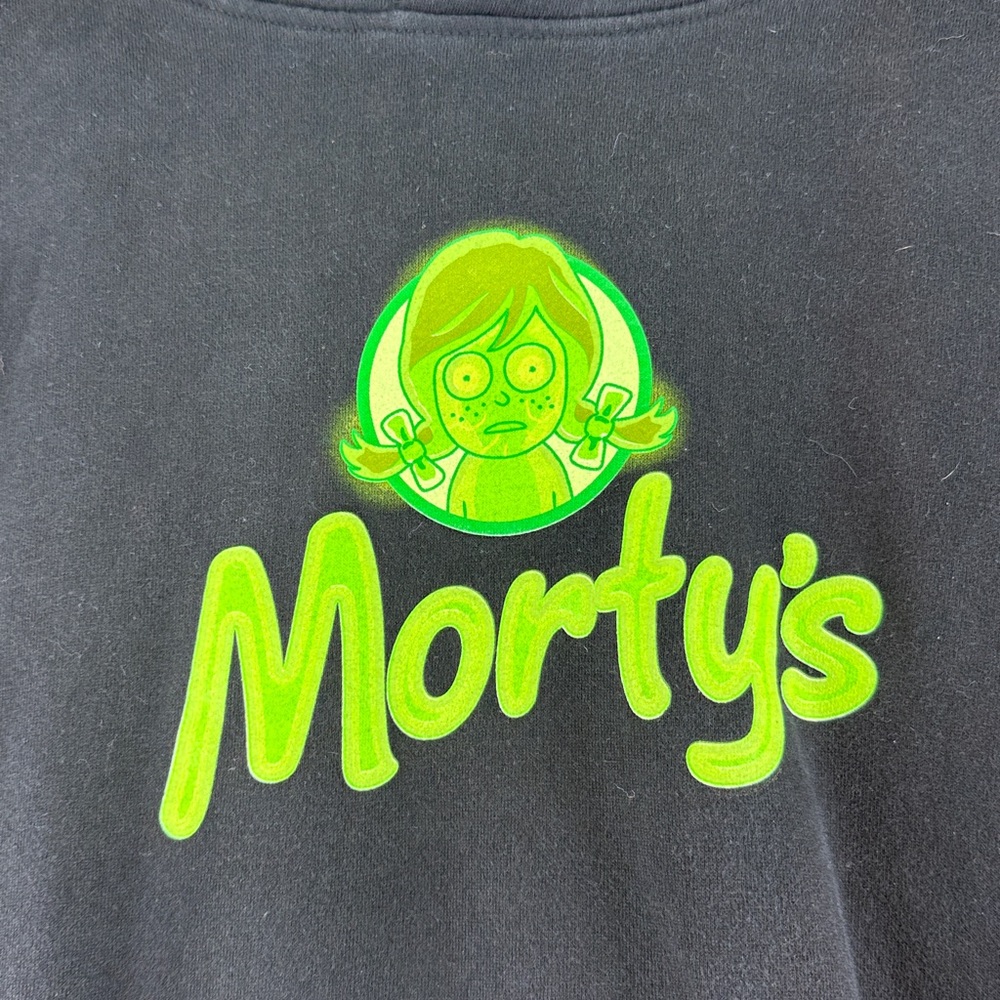 RARE Rick & Mortys Uber Eats Wendys Hoodie Black Collab Mens XL Collectible - Picture 2 of 9